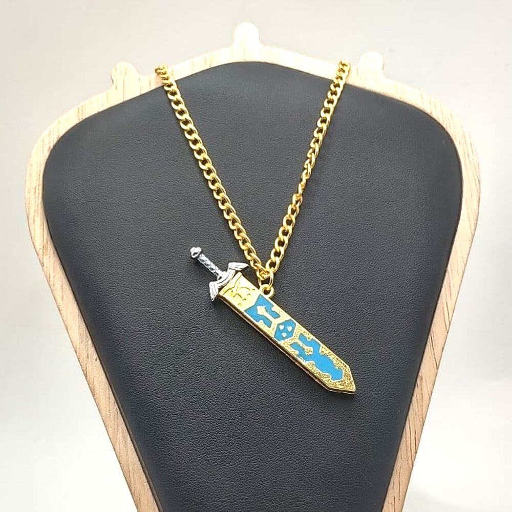 Stainless Gold Silver Legend of Zelda Master Sword BOTW Necklace Gamer Gift Set
